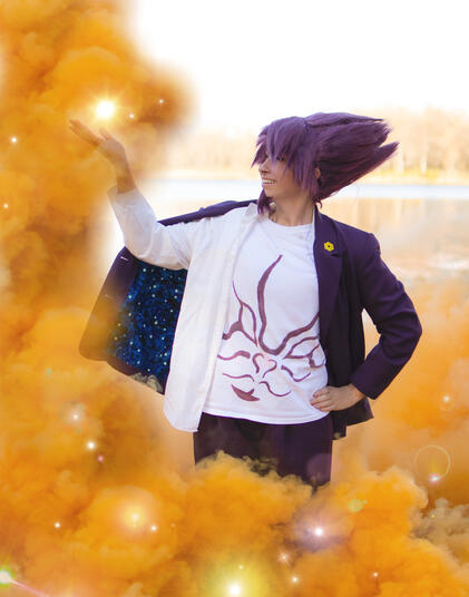 My Kaito Momota cosplay in an orange nebula
